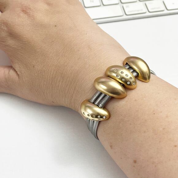 NEW Chico's Mixed Metal Pave Crystal Sliding Bracelet - Picture 3 of 7